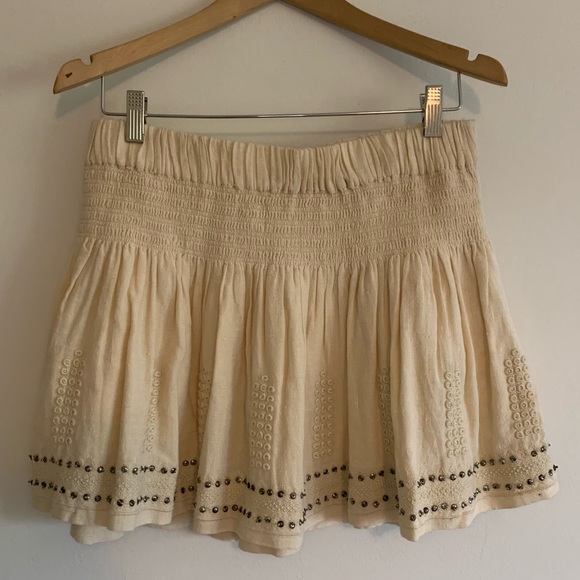 Isabel Marant Étoile Ecru Cotton Alea Embroidered Studded Mini Skirt, 44 - Picture 3 of 16